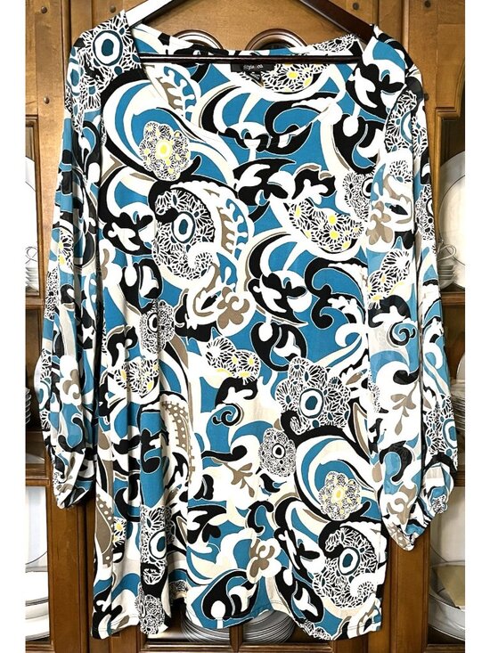 Style & Co. Dresses & Skirts - Style & Co. Shift Short Dress Women's Medium Multicolor Round Neck Hippie Retro